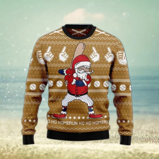 Baseball Ho Ho Homerun Ugly Christmas Sweater, Ugly Sweater