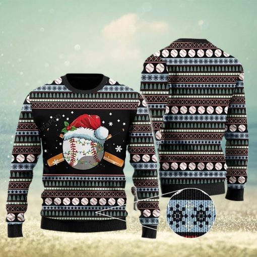 Baseball Ugly Christmas Sweater, All Over Print Sweatshirt, Ugly Sweater