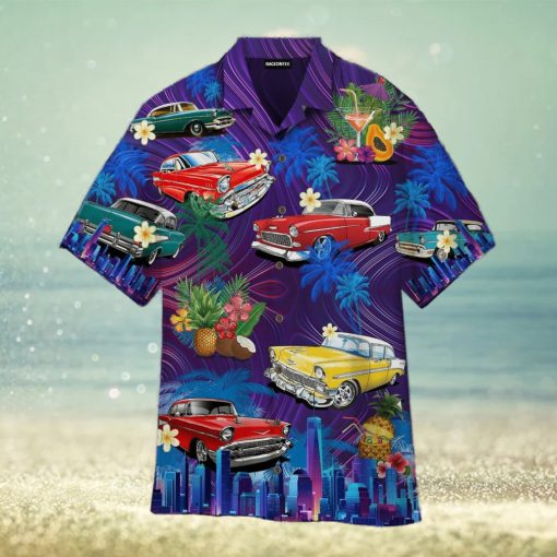 Beach Sunset with Classic Cars Aloha Hawaiian Shirt