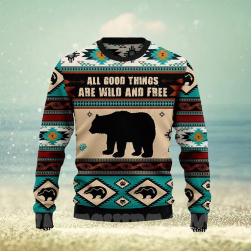 Bear Wild And Free Christmas 3D Printed Ugly Christmas Sweater