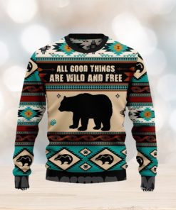 Bear Wild And Free Christmas 3D Printed Ugly Christmas Sweater