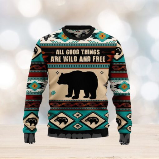 Bear Wild And Free Christmas 3D Printed Ugly Christmas Sweater