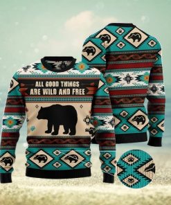 Bear Wild And Free Christmas Gift Ugly Christmas Sweater Xmas Holiday