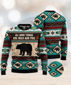 Bear Wild And Free Christmas Gift Ugly Christmas Sweater Xmas Holiday