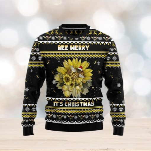 Bee Merry It‘s Time bee lover 3D Ugly Christmas Sweater Gift Men Women