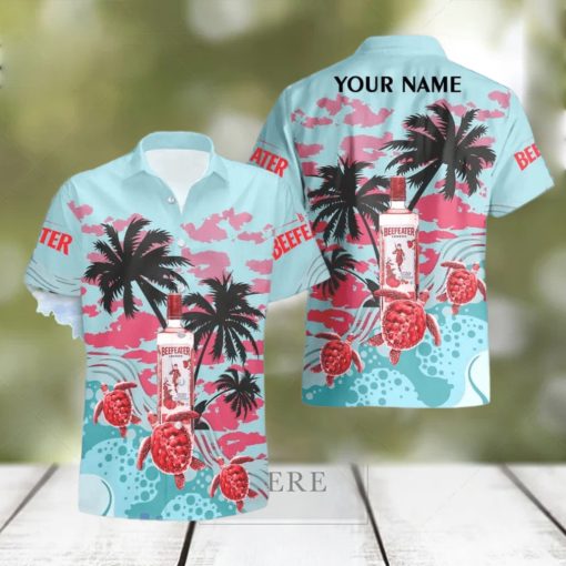 Beefeater Gin Turtles Palm Tree Hawaiian Shirt And Shorts Custom Name Special Summer Gift