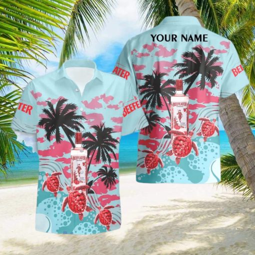 Beefeater Gin Turtles Palm Tree Hawaiian Shirt And Shorts Custom Name Special Summer Gift