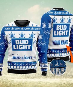 Beer Lover Personalized Name Bud Light Beer 3D All Over Printed Christmas Ugly Sweater Men And Women Gift