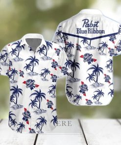 Beer Pabst Blue Ribbon Hawaiian Shirt Aloha Shirt Island Pattern Gift For Beer Drinkers