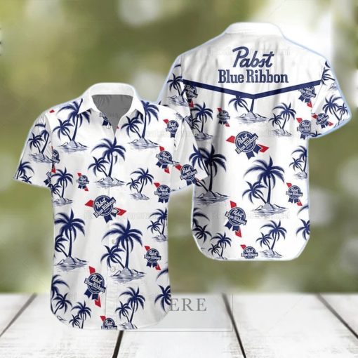 Beer Pabst Blue Ribbon Hawaiian Shirt Aloha Shirt Island Pattern Gift For Beer Drinkers