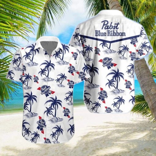 Beer Pabst Blue Ribbon Hawaiian Shirt Aloha Shirt Island Pattern Gift For Beer Drinkers