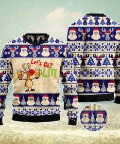 Beer Santa Pattern Ugly Christmas Sweater AOP All Over Printed Sweater