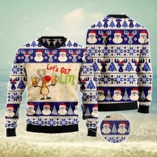 Beer Santa Pattern Ugly Christmas Sweater AOP All Over Printed Sweater