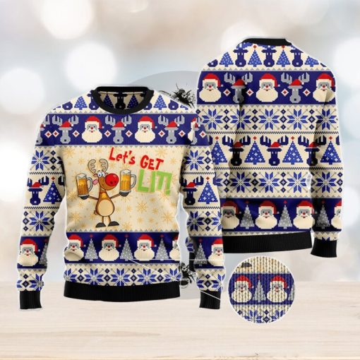 Beer Santa Pattern Ugly Christmas Sweater AOP All Over Printed Sweater