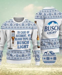 Beer Ugly Christmas Sweater In Case Of Accident My Blood Type Is Busch Light Gift Christmas