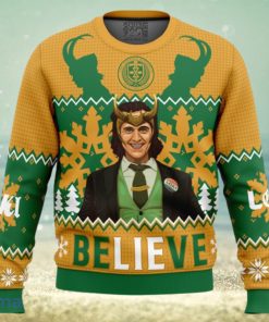 Believe Loki Marvel Ugly Christmas Sweater 3D Gift Christmas Funny