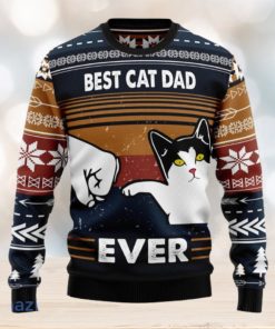 Best Cat Dad Ever Funny Christmas 3D Sweater