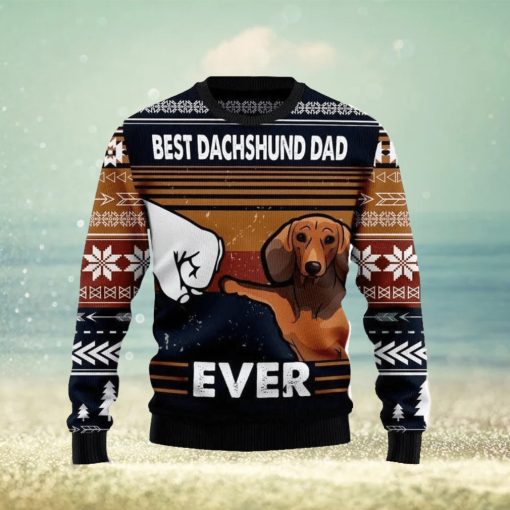 Best Dachshund Dad Ever Ugly Christmas Sweater 3D Gift Christmas Funny