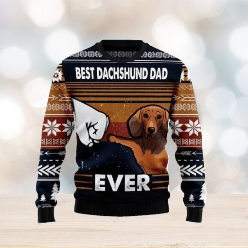 Best Dachshund Dad Ever Ugly Christmas Sweater 3D Gift Christmas Funny