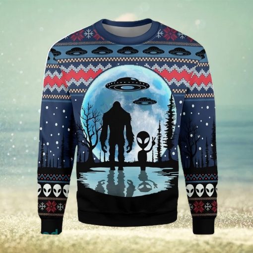 BigFoot Alien UFO Ugly Christmas Sweater Xmas Gift Men And Women Christmas Sweater