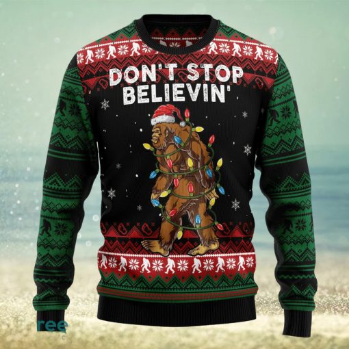 Bigfoot Don‘t Stop Believing Ugly Christmas Sweater Thankgiving Gift Men Women