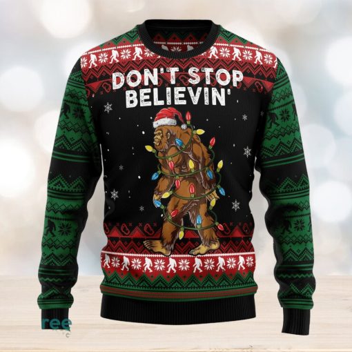 Bigfoot Don‘t Stop Believing Ugly Christmas Sweater Thankgiving Gift Men Women