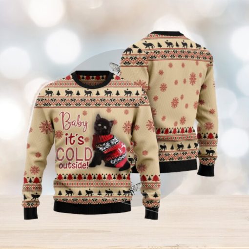 Black Cat Baby It’s Cold Outside Christmas 3D Sweater