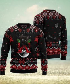 Black Cat Cute Snow Flowers Christmas 3D Sweater