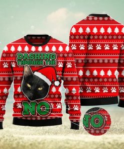 Black Cat Dashing Through the No Ugly Christmas Sweater AOP All Over Printed Sweater