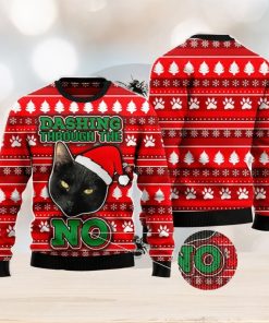 Black Cat Dashing Through the No Ugly Christmas Sweater AOP All Over Printed Sweater