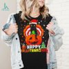 Black Cat Halloween and merry Christmas happy Hallothanksmas shirt