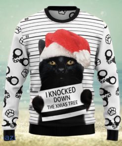 Black Cat Knocked Down The Xmas Tree Funny Christmas 3D Sweater