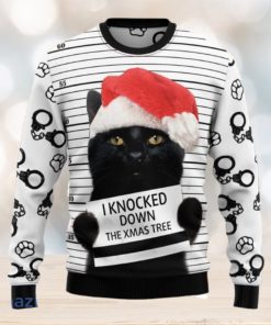 Black Cat Knocked Down The Xmas Tree Funny Christmas 3D Sweater