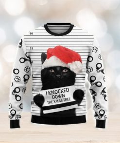 Black Cat Knocked Down Ugly Christmas Sweater 3D Gift Christmas Funny