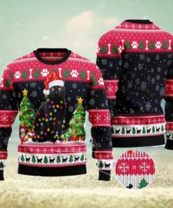 Black Cat Light Ugly Christmas Sweater AOP All Over Printed Sweater