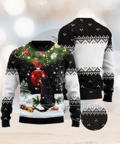 Black Cat Mirror Ugly Christmas Sweater AOP All Over Printed Sweater