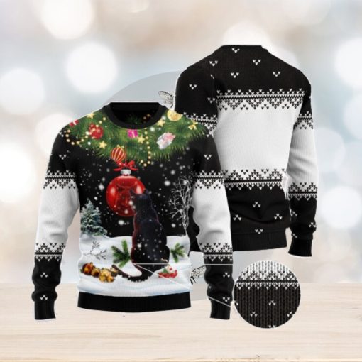 Black Cat Mirror Ugly Christmas Sweater AOP All Over Printed Sweater