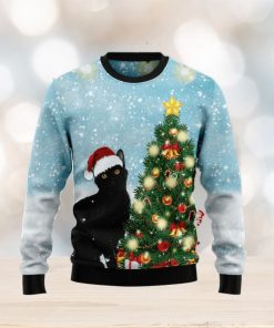 Black Cat Noel Tree Ugly Christmas Sweater Best Gift For Men And Women