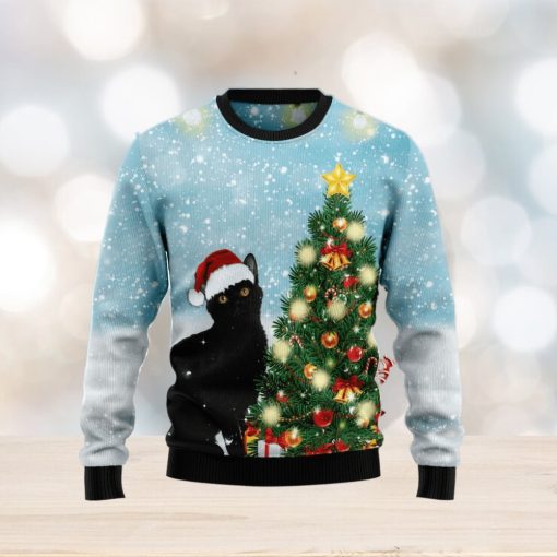 Black Cat Noel Tree Ugly Christmas Sweater Best Gift For Men And Women