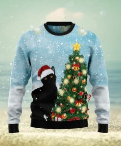 Black Cat Noel Tree Ugly Christmas Sweater Best Gift For Men And Women