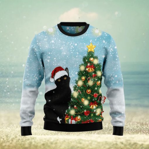 Black Cat Noel Tree Ugly Christmas Sweater Best Gift For Men And Women