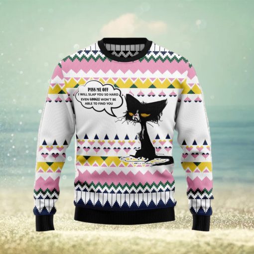 Black Cat Piss Me Off Angry Cat Christmas 3D Sweater