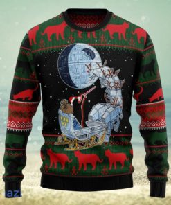 Black Cat Sleigh To Death Star Knitting Pattern Christmas 3D Sweater