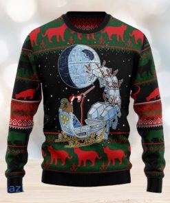 Black Cat Sleigh To Death Star Knitting Pattern Christmas 3D Sweater