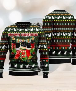 Black Cat Socks Ugly Christmas Sweater AOP All Over Printed Sweater