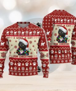 Black Cat Sweater Black Cat Christmas Cat Ugly Christmas Sweater Xmas Christmas Gift