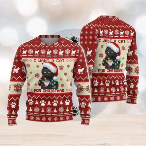 Black Cat Sweater Black Cat Christmas Cat Ugly Christmas Sweater Xmas Christmas Gift