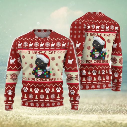 Black Cat Sweater Black Cat Christmas Cat Ugly Christmas Sweater Xmas Christmas Gift