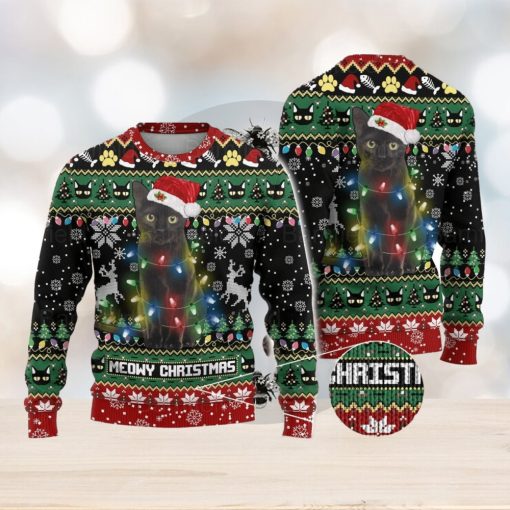 Black Cat Ugly Christmas Sweater Men And Women Christmas Gift Sweater