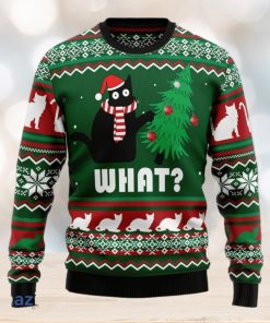 Black Cat What Christmas Tree Knitting Pattern Christmas 3D Sweater Gift For Christmas Matching Family Shirts For Christmas